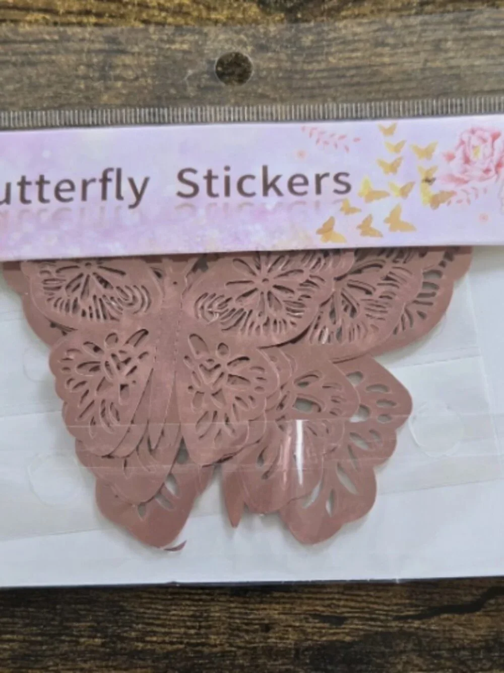 12pc 3D Rose Gold Tone Butterfly Poly Vinyl Decals Home Bathroom